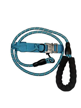 Unbranded Dog Collar & Leash Set One Size Teal Black